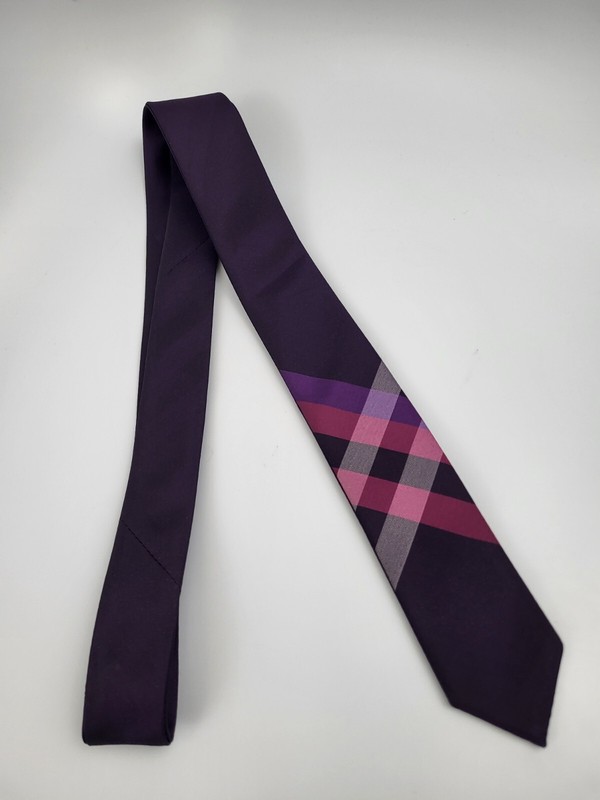 Express Changeable Polyester Tie Purple Pink Plaid Men Necktie Skinny 58 x 2 gallery