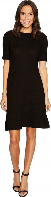 Three Dots 171061 Womens Brushed Sweater Dress Short Sleeve Black Size Medium gallery