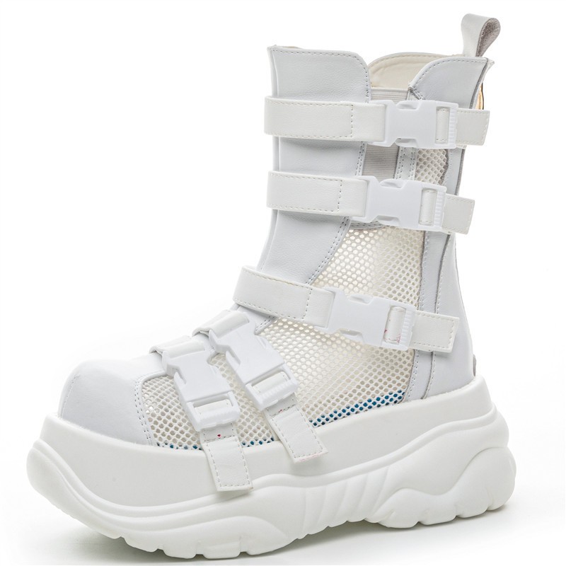 Summer Thick Soled Hollow Hole Mesh Cool Boots Womens Punk Breathable Shoes New gallery