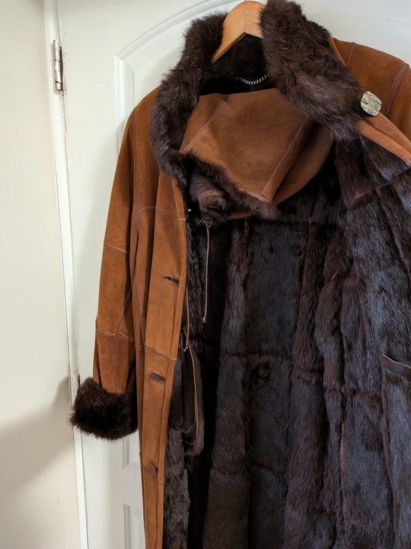 Vintage Genuine Leather Fur-Lined Shearling Style Coat – Size 42 EU / US 10–12 gallery