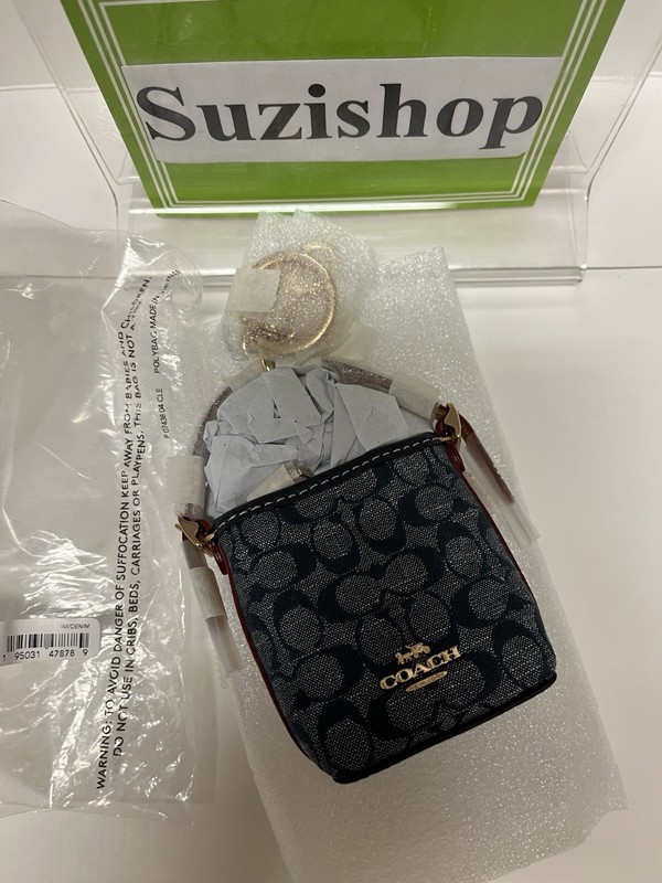 NWT Coach Mini Val Duffle Bag Charm In Signature Chambray C8223