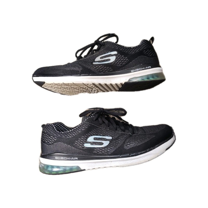 Skechers Skech Air Element 2.0 Womens Sz 9.5 Black Gray Light Blue