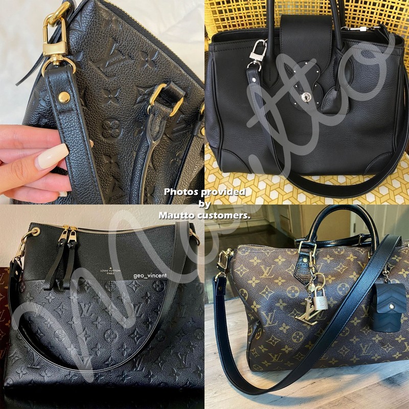 Thick Black Pebble Leather Strap Replacement: Shoulder to Crossbody Length gallery