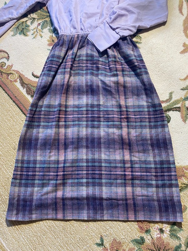 Vintage Size 11/12 '80s Purple and Plaid Office Dress- Very Unique 2 in 1 gallery