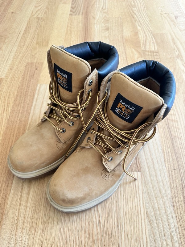 Timberland PRO Men’s Leather Lace-Up Ankle Work Boots Beige Round Toe 10M