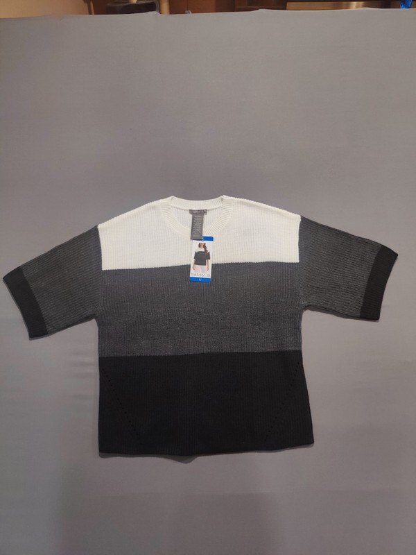 Matty M Womens Colorblock Sweater Large NWT Elbow Sleeve Wide Sleeve Top