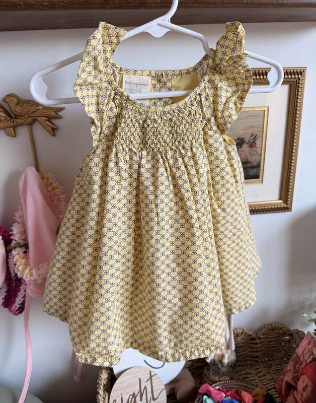 First Impressions Girls Yellow Floral Smocked Flutter Sleeve Dress 6-9 Months