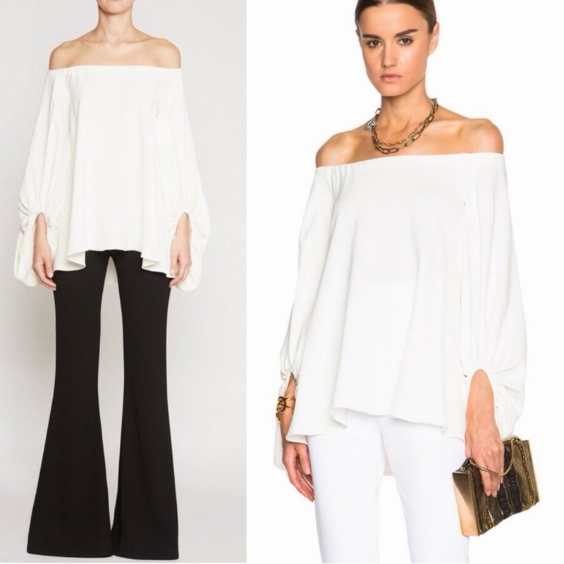 NWT Camilla & Marc Magnetism Top Off-Shoulder Statement Puff Sleeves Cream 8 gallery