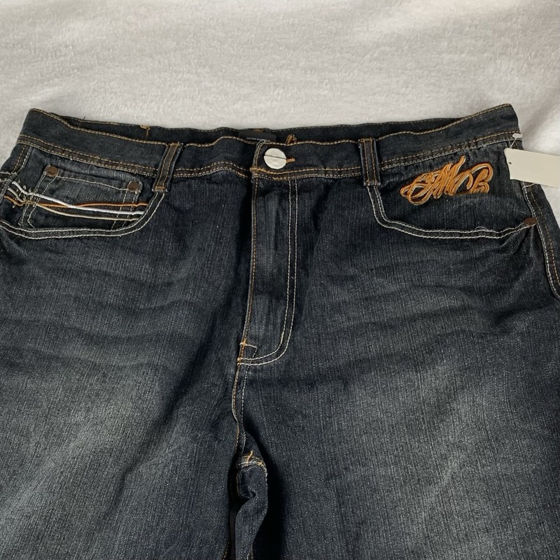Vintage Makaveli Brand Tupac Mens 32" Jean Shorts Dark Wash Jorts Streetwear NWT gallery