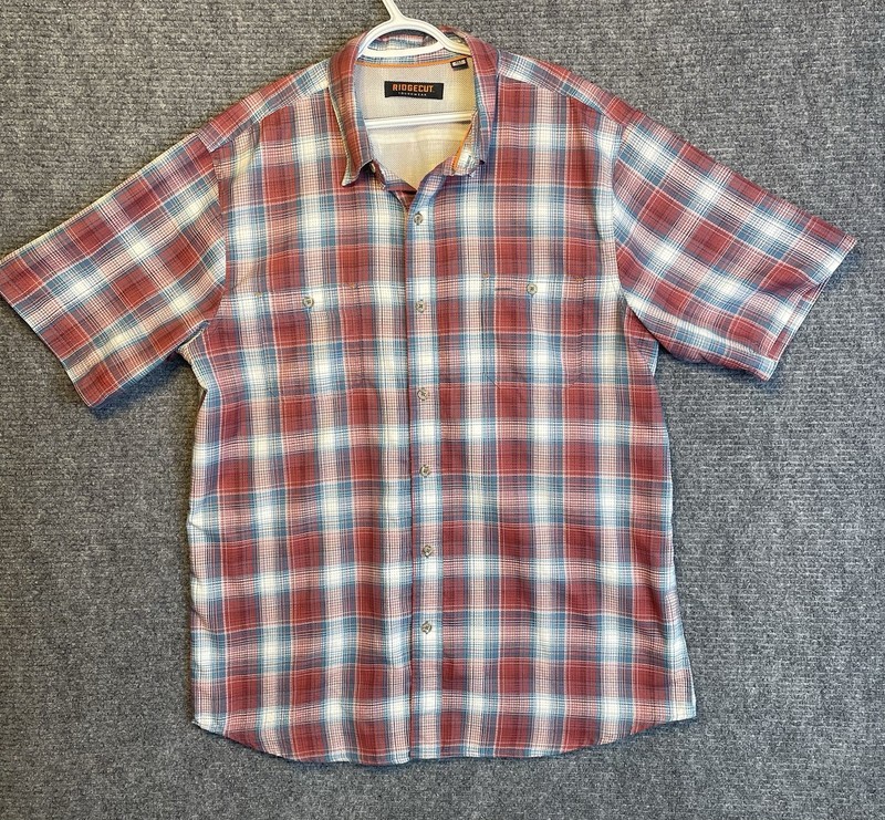 Men’s Ridgecut Toughwear Red Plaid Short Sleeve Vented Button Up XLT Big-Tall