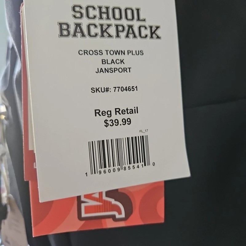 JanSport Black Cross Town Plus 15" Laptop Sleeve School Travel Backpack New Tags gallery