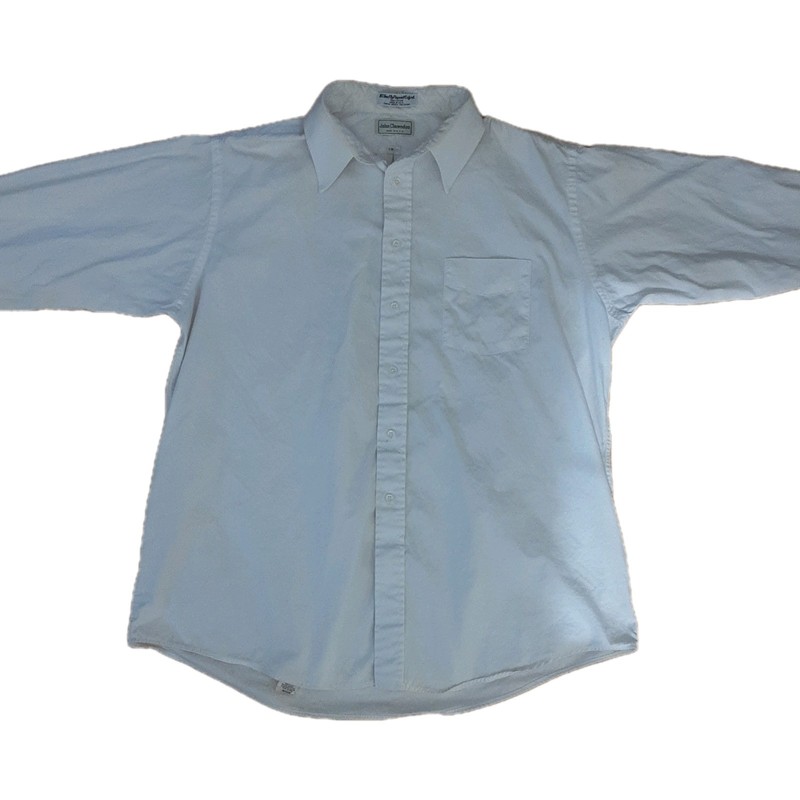 John Clarendon 88s Aero Ply Pinpoint Oxford White Cotton Dress Shirt 16 34/35