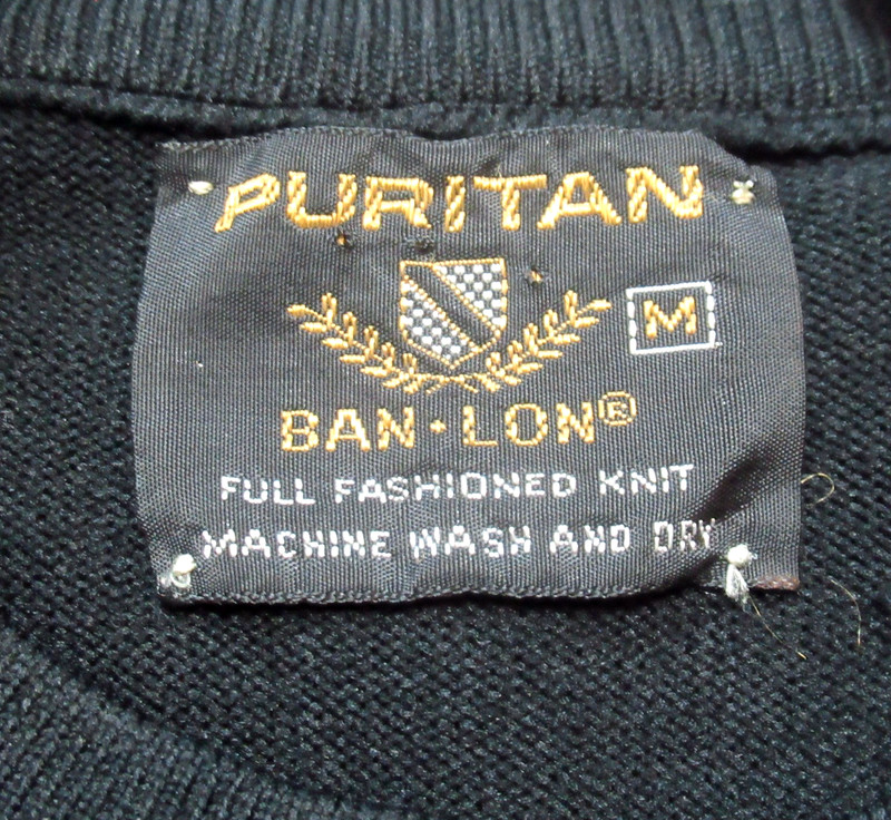 Vintage 60's Puritan Ban-Lon Knit Sweater Shirt Rockabilly Black Men’s Small gallery