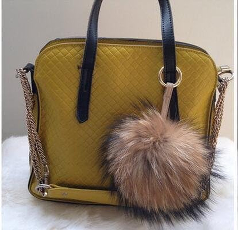 6" Large Fluffy Genuine Pom Pom Keychain Puffy Ball Car Keyring/Bag Purse Charm gallery