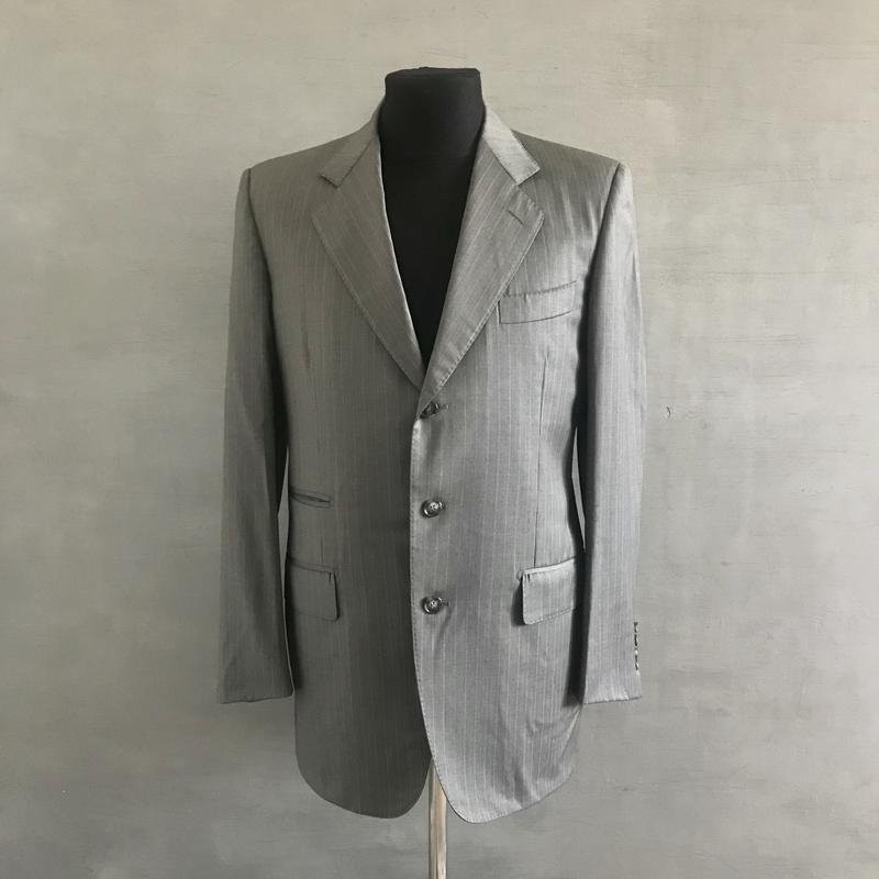 Men Vinci Uomo Blazer Grey Wool 40 /L / 48