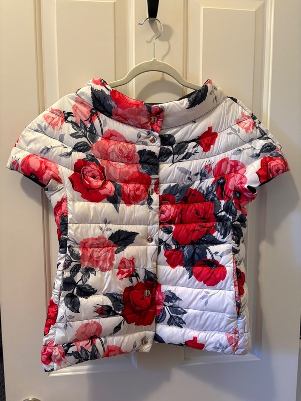 Gorgeous floral print reversible puffer vest from Milan