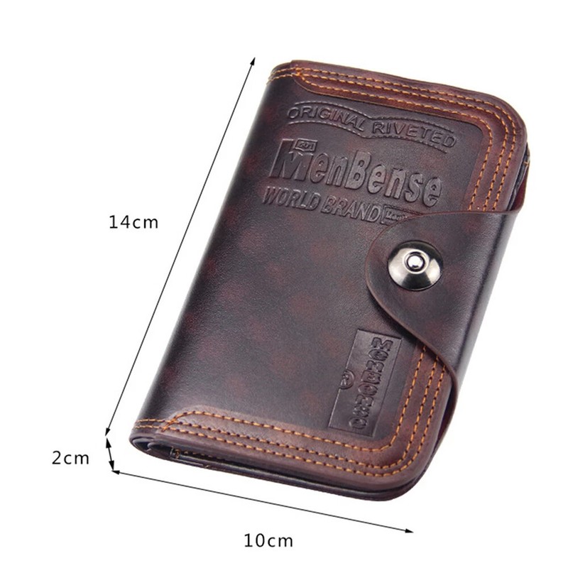 Men's S4 Retro Leather Vertical Section Credit Card Holder Wallet With Hasp US gallery