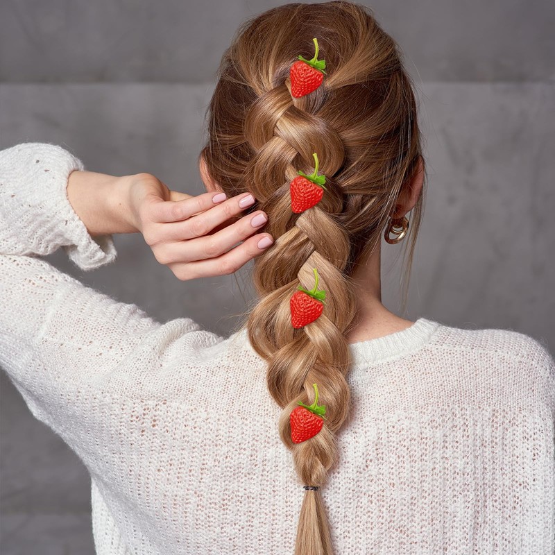 10 Pcs Strawberry Hair Clips Women Bangs Alligator Christmas Red gallery