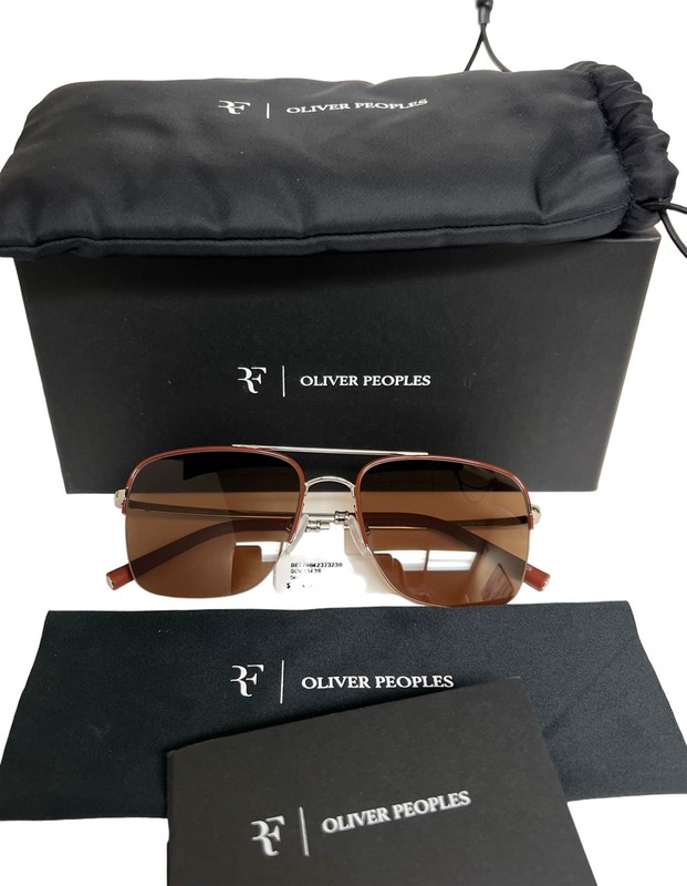 Oliver Peoples Roger Federer R-2 Sunglasses OV 1343S Silver Brown w/Pouch