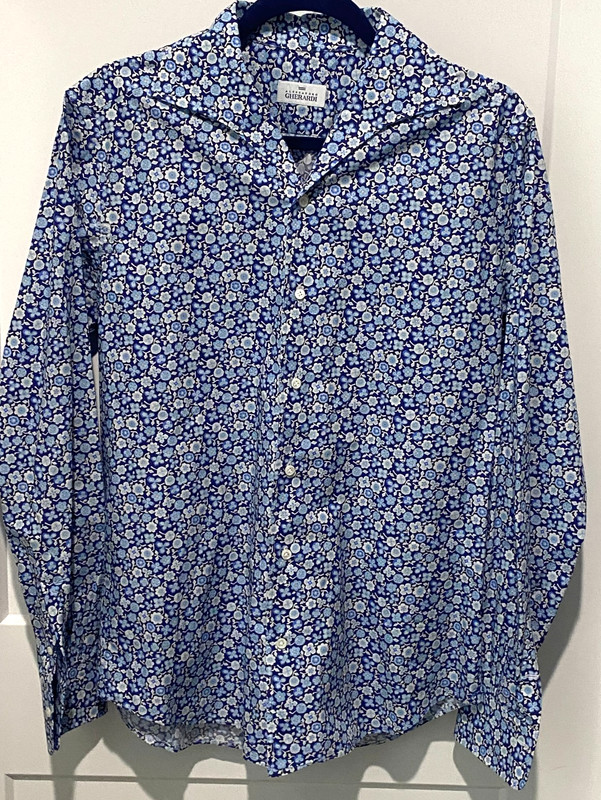 Alessandro Gherardi ITALY (Men’s 40–15-3/4) Blue/White Button Down Shirt