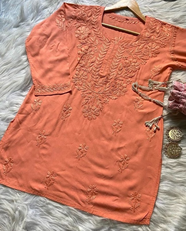 Chikankari Handwork Embroided Short Premium Kurtis gallery
