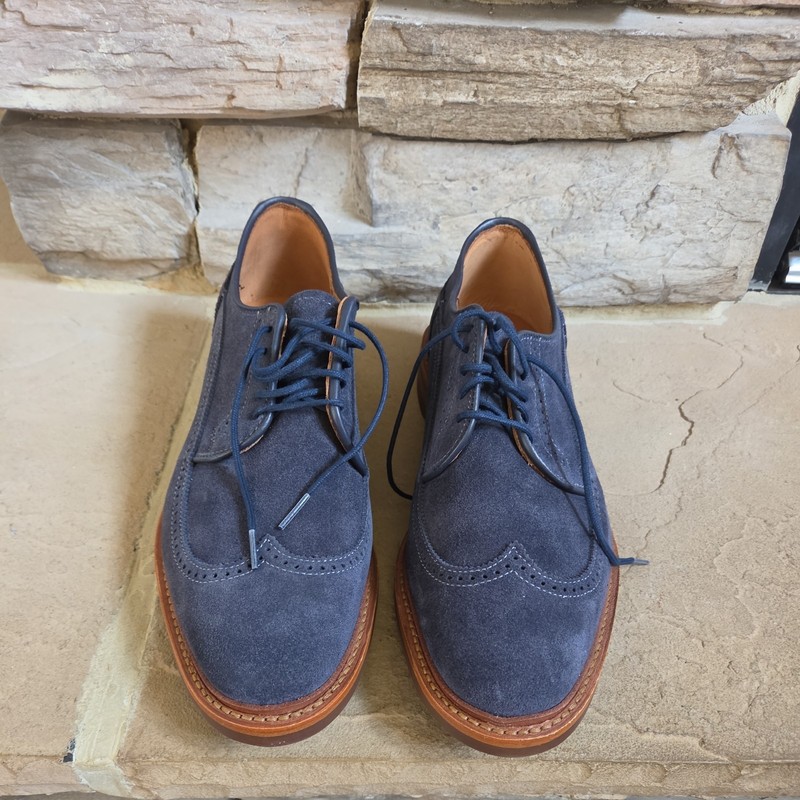Allen Edmonds “WINSTONMOK” NIB Men’s Leather Wingtip Derby 10D Navy Suede (783N)
