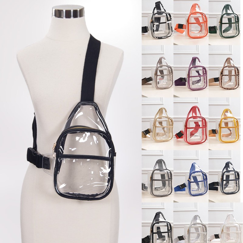 ScarvesMe Unisex Clear Adjustable Strap Crossbody Stadium Fanny Pack Sling Bag