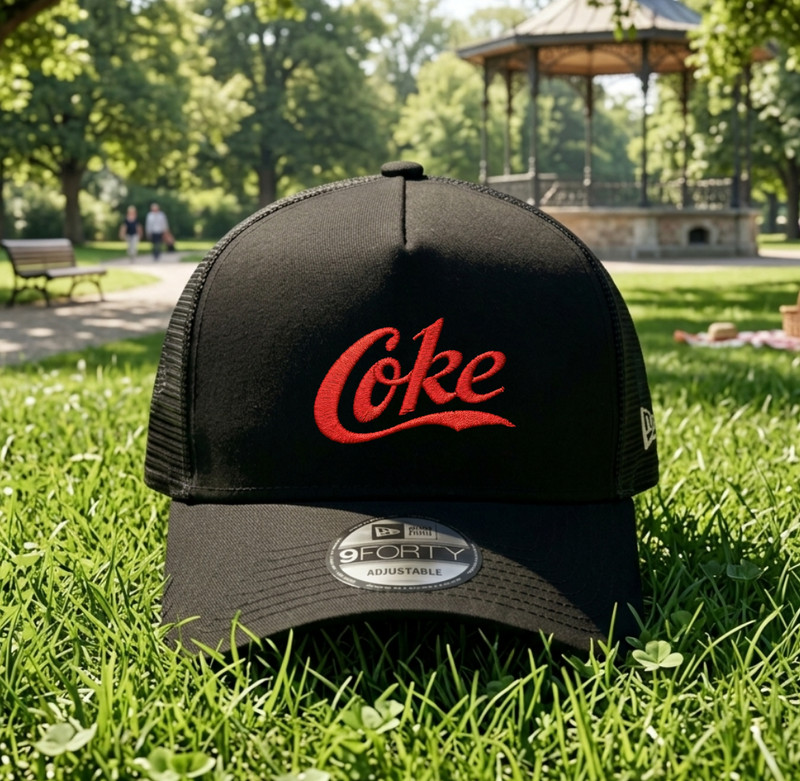Coke Embroidered Baseball Cap Trucker Hat Logo Mesh Back Snapback CapCoke Embroi