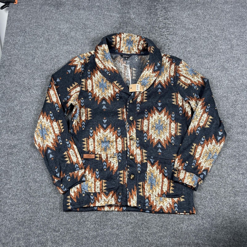 Simply Southern Sweater Mens XL Navy Aztec Fleece Button Front Southwestern