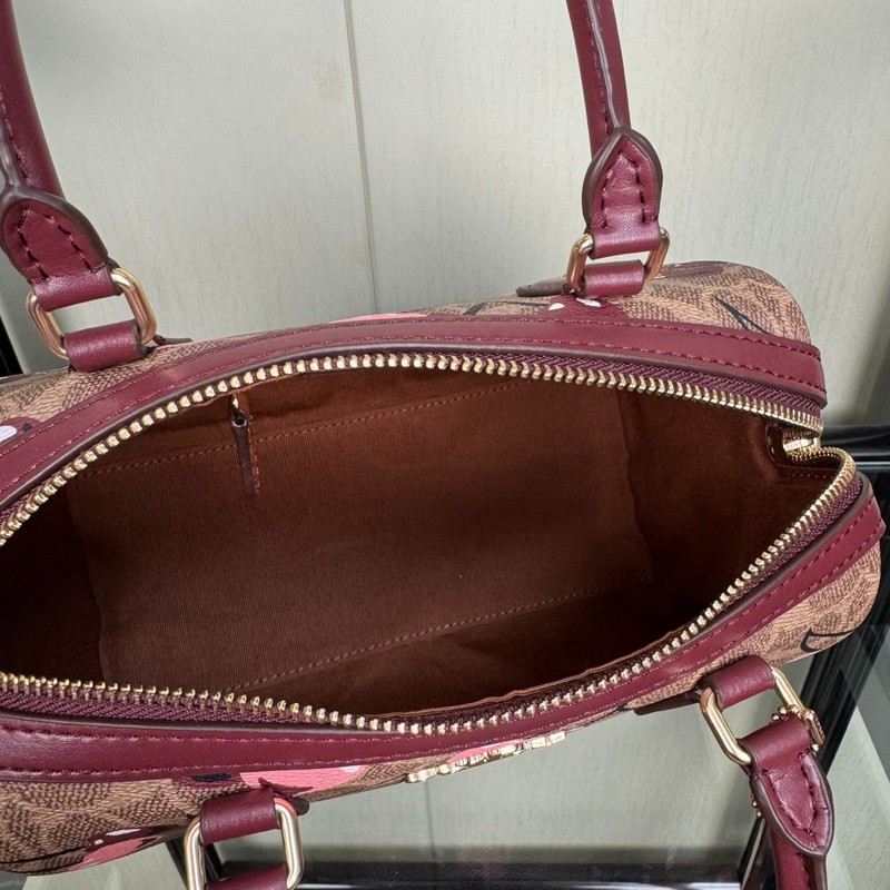 COACH CY692 Rowan Satchel Bag Tan Brown Signature Canvas Cherry Print Outlet New gallery