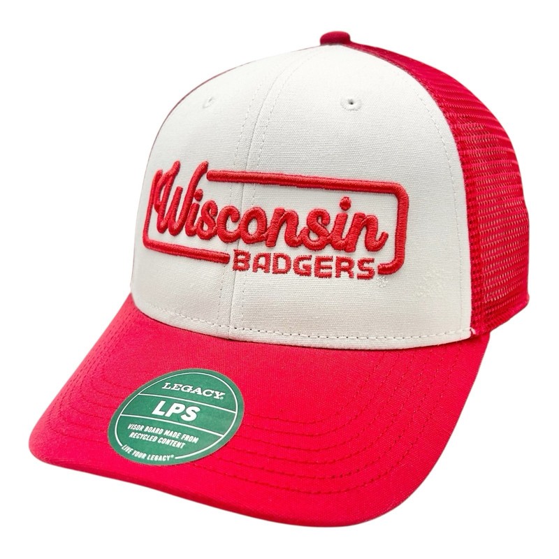 Wisconsin Badgers Snapback Hat Cap Red White Legacy 92 LPS Trucker NCAA