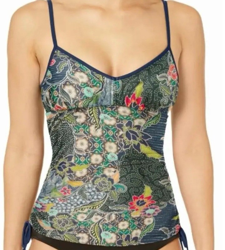 prAna Moorea Tankini & Ramba Bikini Bottom Set Anchor Blue Kona Set Small EUC gallery