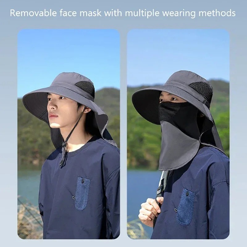 Wide Brim Sun Hat UV Protection Bucket Cap For Hiking Camping Fishing Safari Men gallery