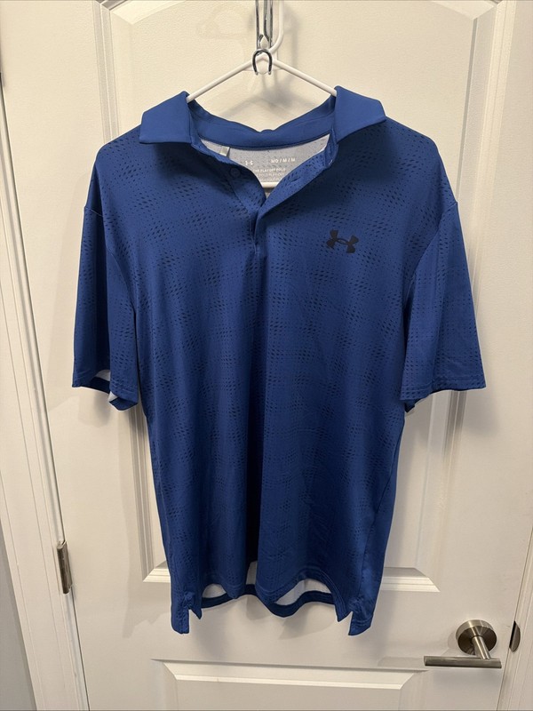 Under Armour 3 Button Collared Pull Over Medium Blue Shirt PreOwned