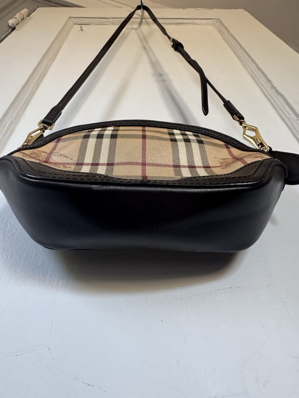 BURBERRY ORCHARD HAYMARKET CROSSBODY BAG BROWN LEATHER TRIM gallery