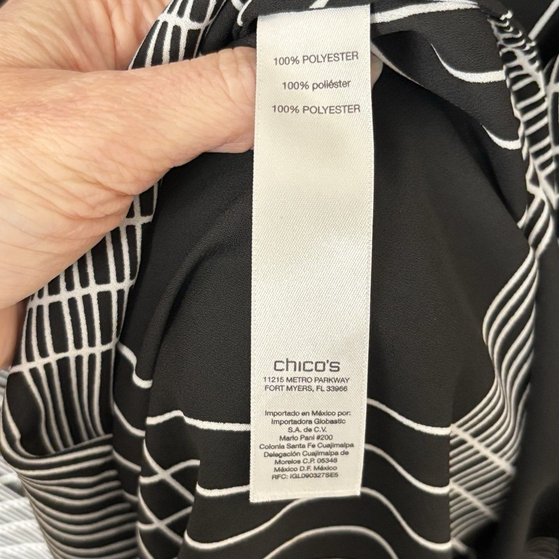 Chicos Sheer Oversized Geometric Print Tunic Top Womens 3 Asymmetric Lagenlook gallery