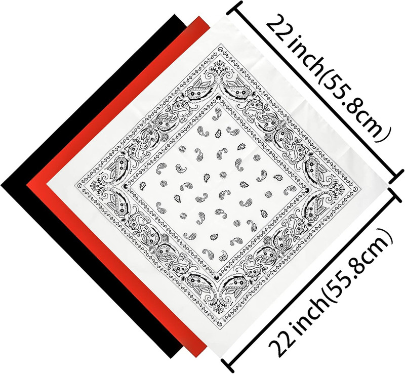 Bandanas 3 Pack 6 Pack 12 Pack 22 Inch Cotton Paisley Kerchiefs for Men and Wome gallery