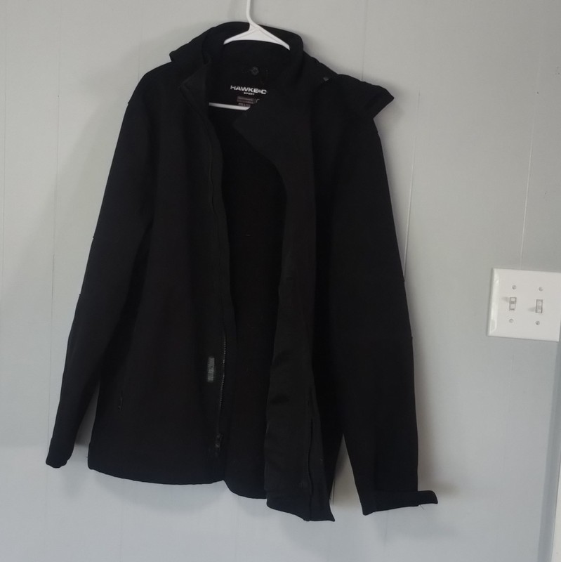 Hawke & Co. Men’s Black Hooded Softshell Jacket, Full Zip, Size M
