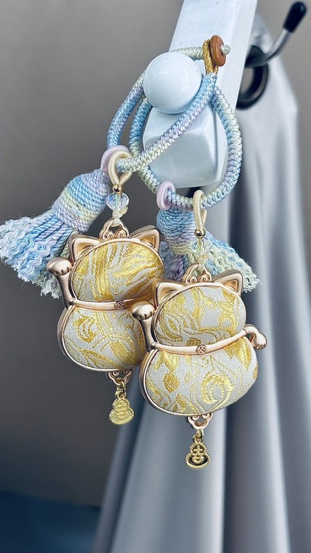 Handmade Song Brocade Cat Embroidery Keychain Or Bag Key Ring Accessory gallery