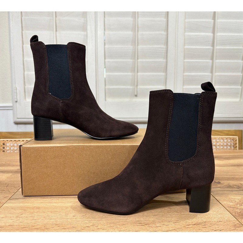 Madewell Sylvia Chelsea Round Toe Boot Coffee Bean Brown Suede Size 6 NWOB Comfy gallery