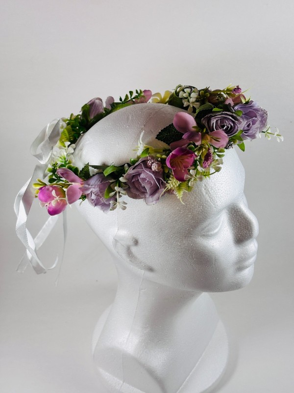 Pink Purple Flower Crown Wedding Quinceanera First Communion Boho Rose Head FH_F gallery