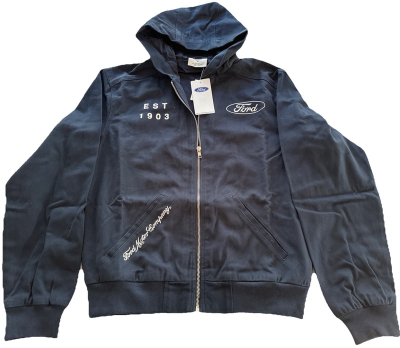 Ford Est 1903 Mechanic Jacket Mens Small Navy Workwear Graphic Shop Coat