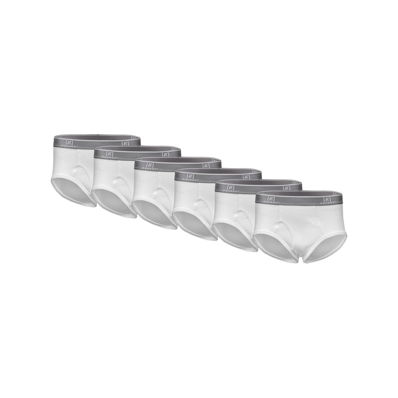 George Men’s 6 Pack Full Rise Briefs White Various Sizes NEW Cotton