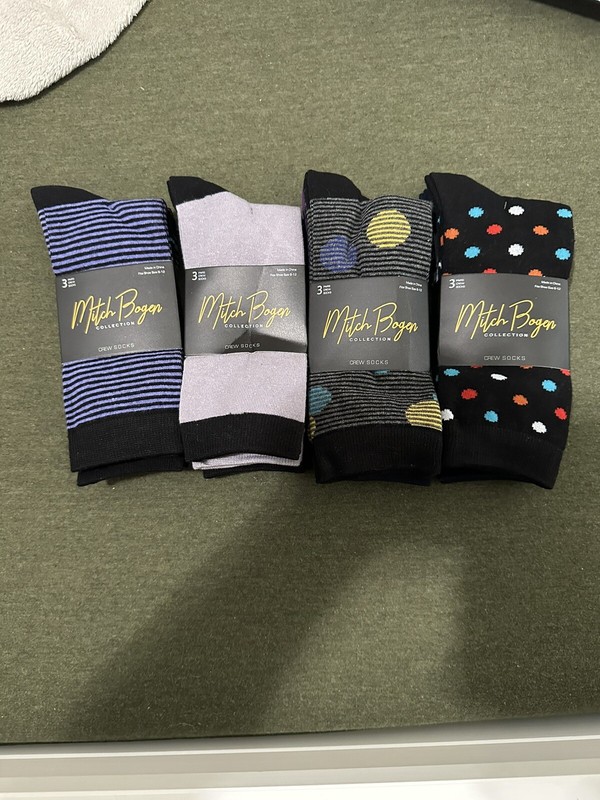 Mitch Bogen Men’s Dress Socks Colorful Funky Patterned Crew Socks 12 Pairs