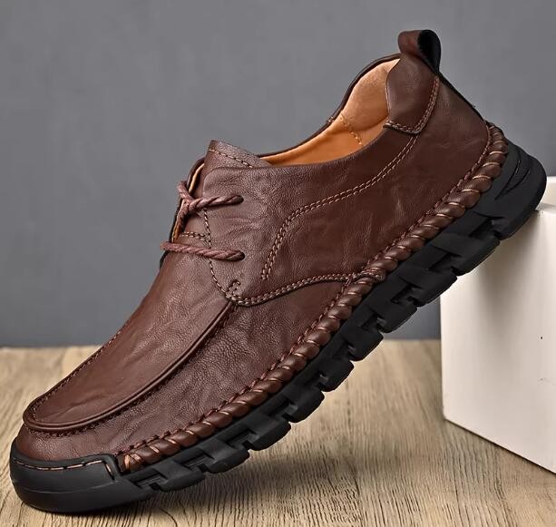 Retro Men’s Round Toe Slip On lace up Leather Formal Work Driving Shoes size