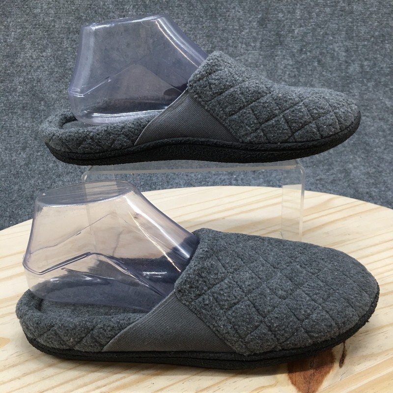 Df by Dearfoams Mule Slippers Womens 9-10 Quilted Slip On Knit Comfort Gray