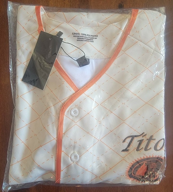 Tito's Vodka Logo Men's Baseball Style Jersey Cream Orange Size XL Sports Team gallery
