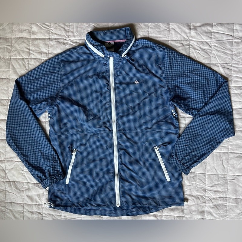 LRG Men’s Blue Graph Check Windbreaker Jacket Fisherman Gorpcore Outdoor -XL