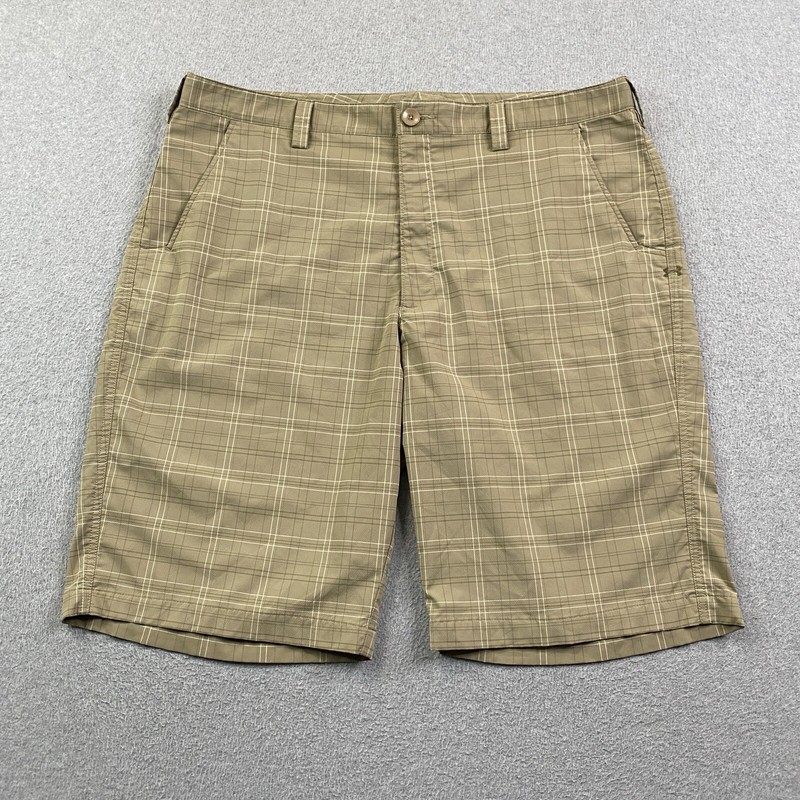 Under Armour Shorts Mens 40 Golf Performance Stretch Beige Tan Plaid Preppy City