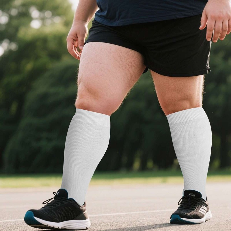 1-3Pair Unisex Plus Size Wide Calf Compression Socks 15-20mmHg Knee High Support gallery